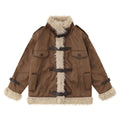 Cappotto da auto in pelle di agnello imbottito in pile vintage, spessa e calda, marca Valstrend, ideale per inverno elegante.