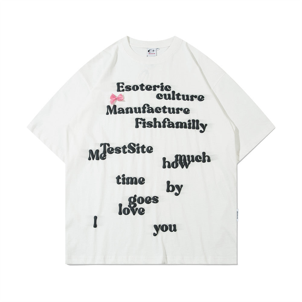 Letter Print Short-sleeve Cotton Casual