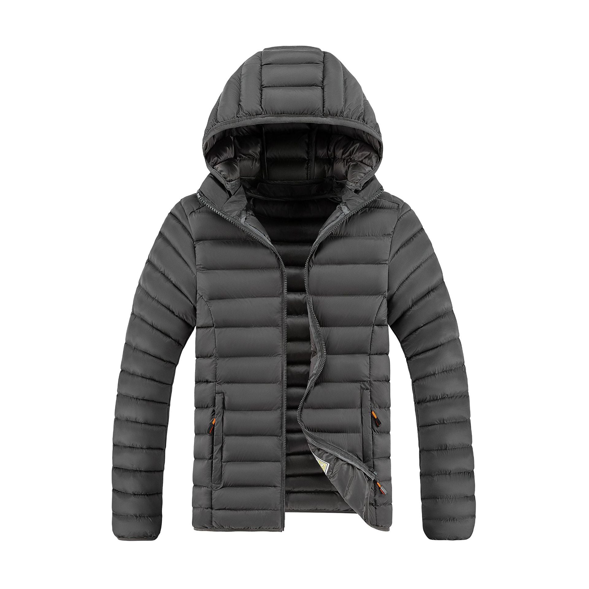 Giacca imbottita leggera slim-fit Valstrend, cotone multicolore, taglie grandi, stile moderno e caldo, vista frontale.
