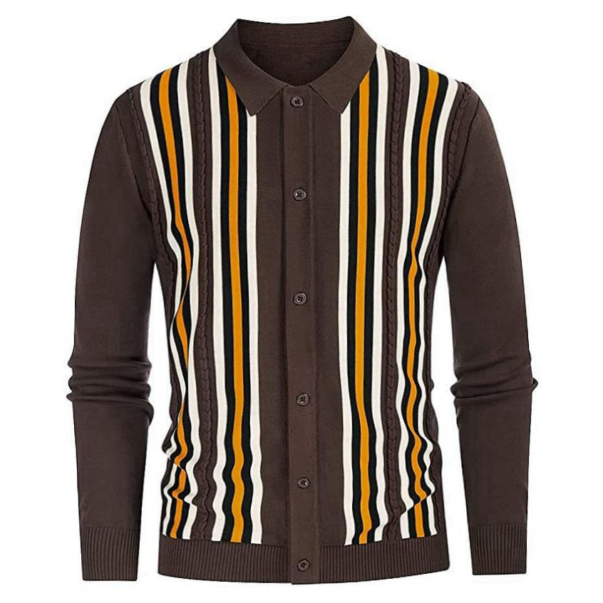 Camicia sottile da uomo Valstrend, maglietta a maglia leggera per business e tempo libero, vista frontale con collo a giro.