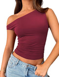 Top donna senza spalline Valstrend, top corto senza maniche, stile sling, ideale per look estivi e casual.