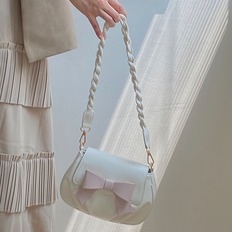 Borsa a tracolla femminile Valstrend con fiocco plissettato e spallacci, stile elegante e pratico per il quotidiano