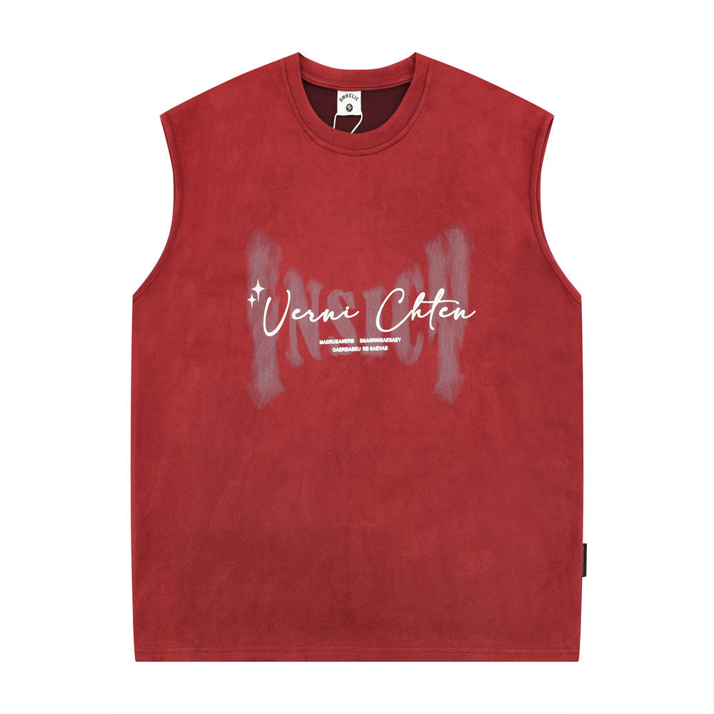 Street Casual Round Neck Loose Sports Outerwear Vest
