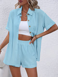 Completo donna western stile con camicia e pantaloncini moda, due pezzi Valstrend, stile casual e trendy.