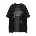 T-shirt casual Valstrend con maniche corte, lavaggio sbiadito e gradiente, vestibilità ampia e stile distressed.