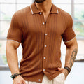 Camicia polo estiva a maniche corte da uomo Valstrend, con bottoni e collo a punta, abbigliamento fashion business.