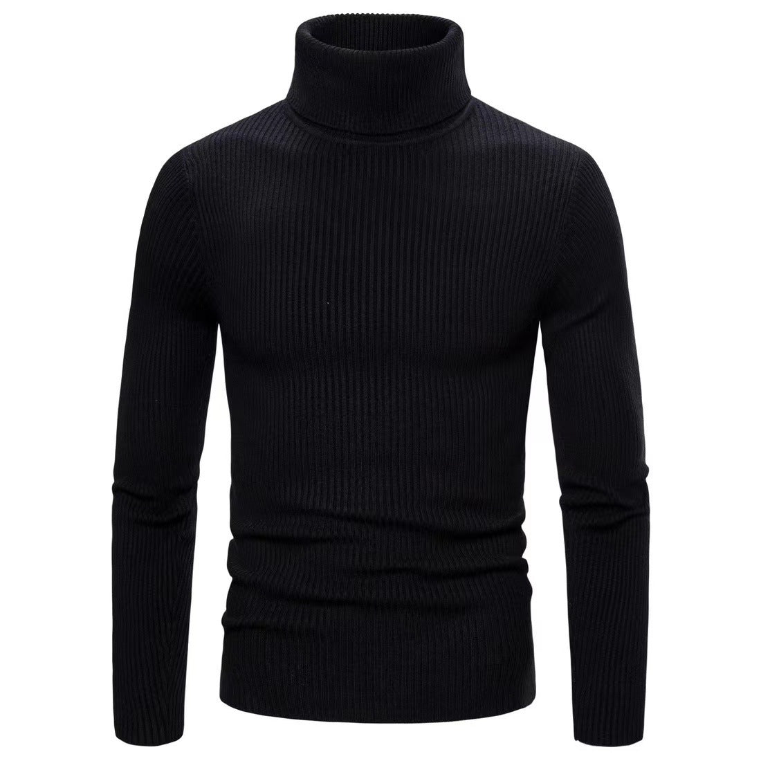Maglione slim fit a collo alto per uomo di colore solido, marca Valstrend, visibile con dettaglio del tessuto e vestibilità.