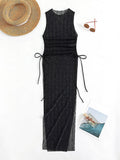 Vestito da mare femminile a fascia in rete trasparente con alta apertura, marchio Valstrend, ideale per spiaggia e spiagge.