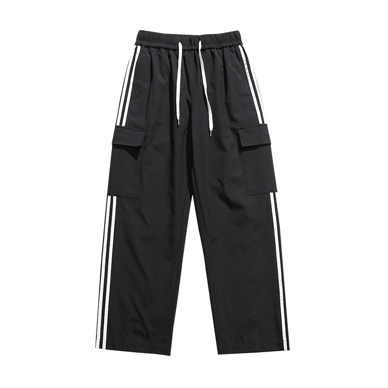 Pantaloni cargo casual a gamba dritta e ampia di Valstrend shop, con tasche sottili e stile rilassato in tessuto leggero