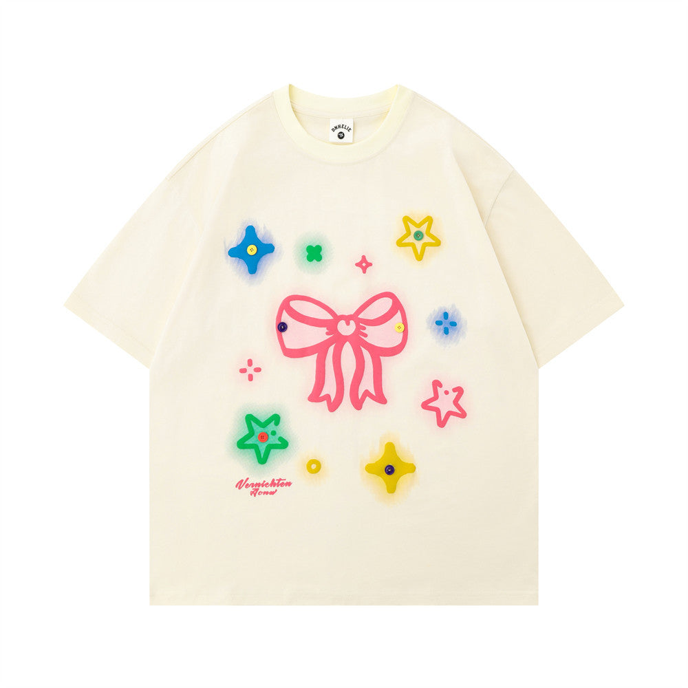 Bow Puff Print Short Sleeve