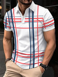 Camicia sportiva da uomo Valstrend con stampa, maniche corte e colletto a reverso, tessuto leggero e comodo.