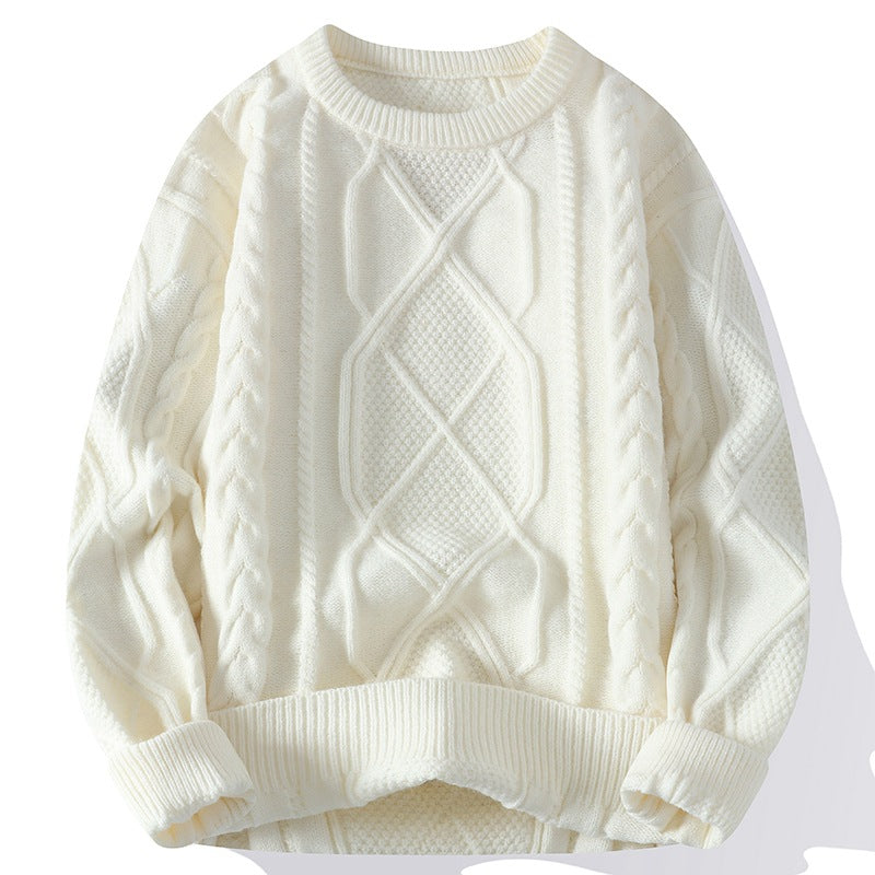 Maglione autunnale e invernale da uomo Valstrend in maglia, pullover caldo e morbido con collo rotondo.