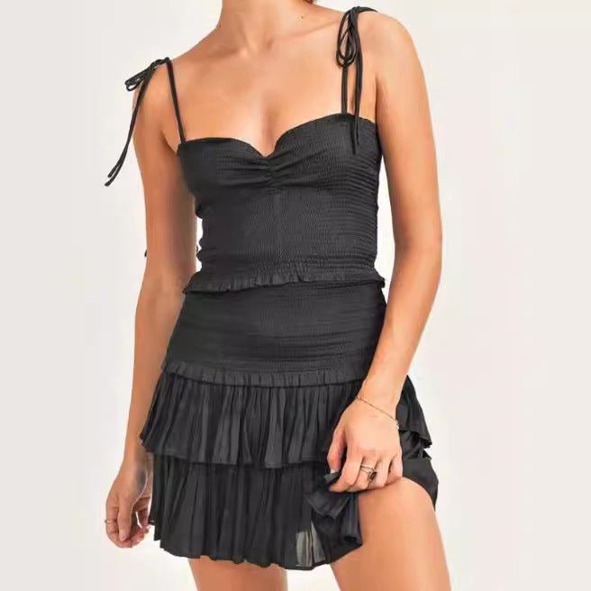 Women's Lace Up Bow Vest Suit