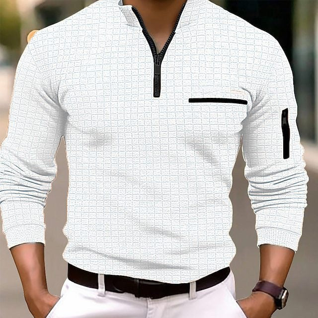 Camicia polo da uomo con motivo tartan a scacchi Valstrend, stile classico con colletto e bottoni, tessuto morbido e comodo.