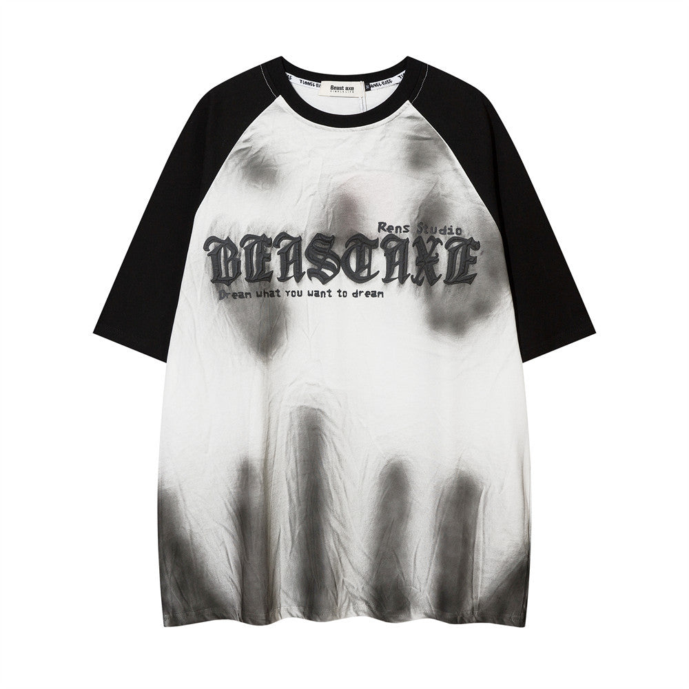 Contrast Color Raglan Inkjet Short Sleeve