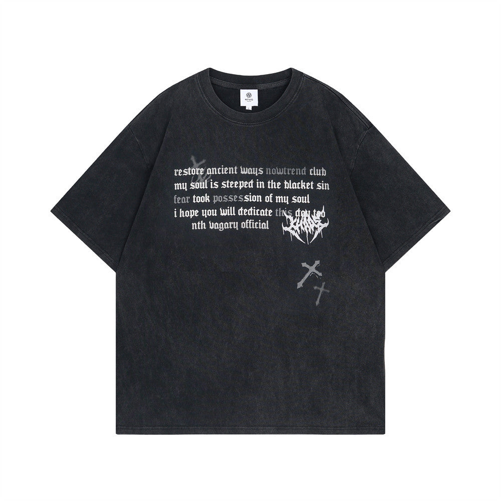 Cross Letter Print Short-sleeve