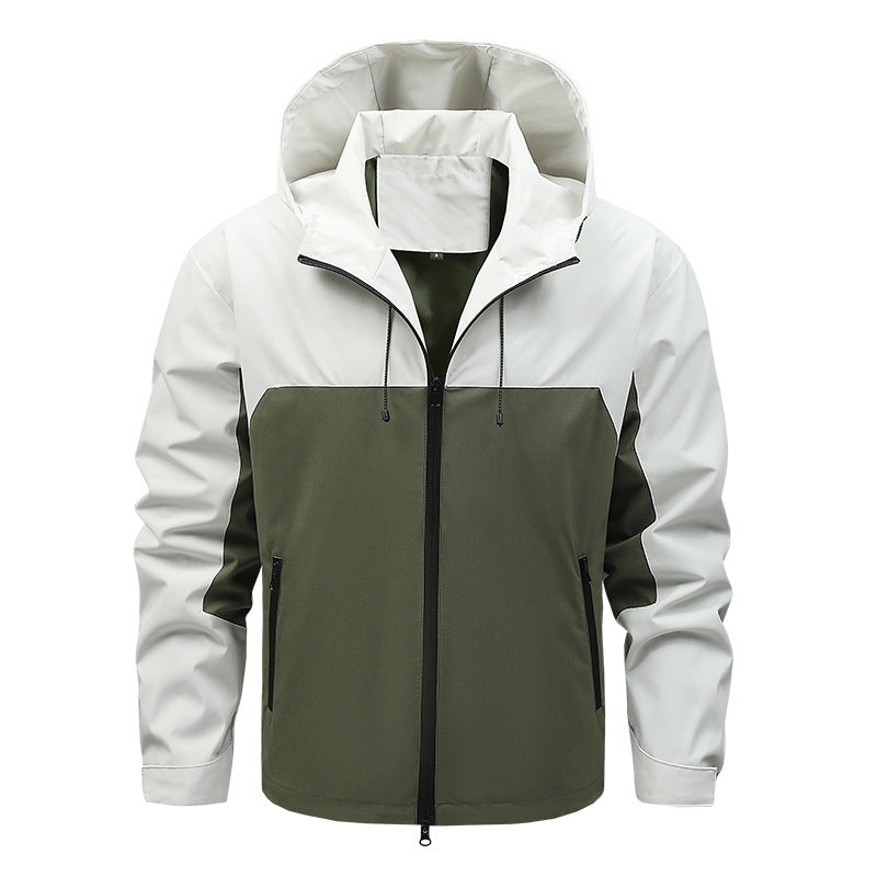 Giacca da uomo Valstrend per primavera e autunno, stile single punch, tessuto leggero e resistente, vista frontale.
