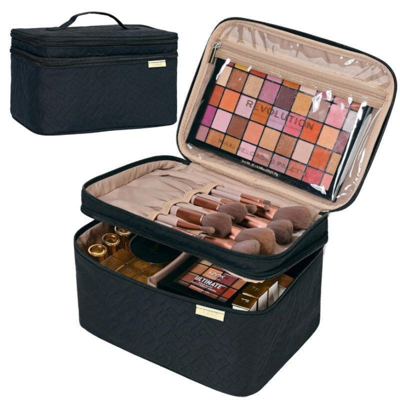 Valstrend shop custodia cosmetici portatile a doppio strato, elegante e pratica, ideale per organizzare trucchi e prodotti di bellezza.