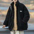 Giaccone da uomo in cotone imbottito con collo alto, rivestimento in fleece e pellame di agnello spesso, marca Valstrend.