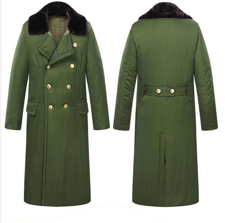 Cappotto verde da uomo invernale spesso, lungo, caldo e resistente, ideale per il freddo, marchio Valstrend shop.