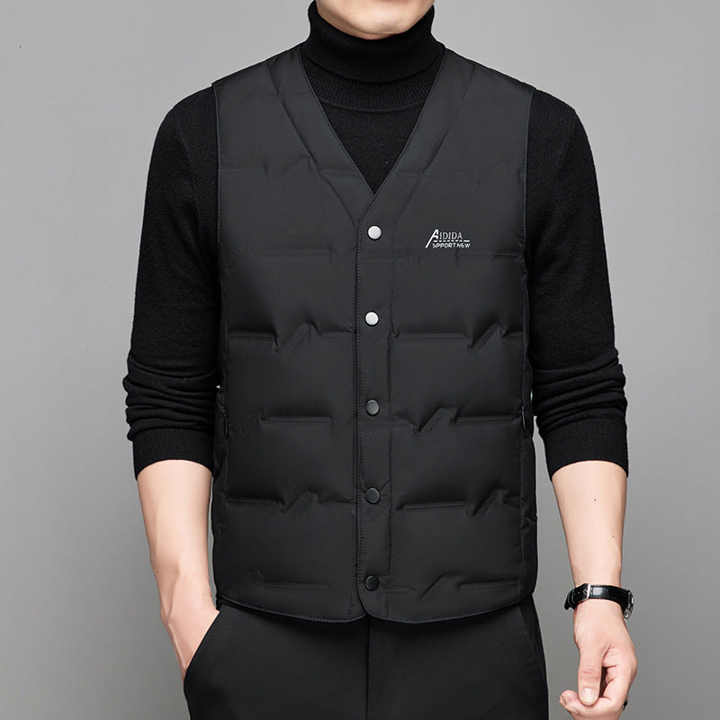Cardigan caldo da uomo Valstrend, semplice con bottoni, scollo a V e vestito imbottito per il comfort e il calore.