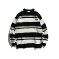 Mixed Color Stripe Pullover Sweater Japanese Style
