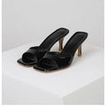 Ciabatte con tacco alto da donna Valstrend, stile britannico, punta quadrata, stiletto, per esterni.