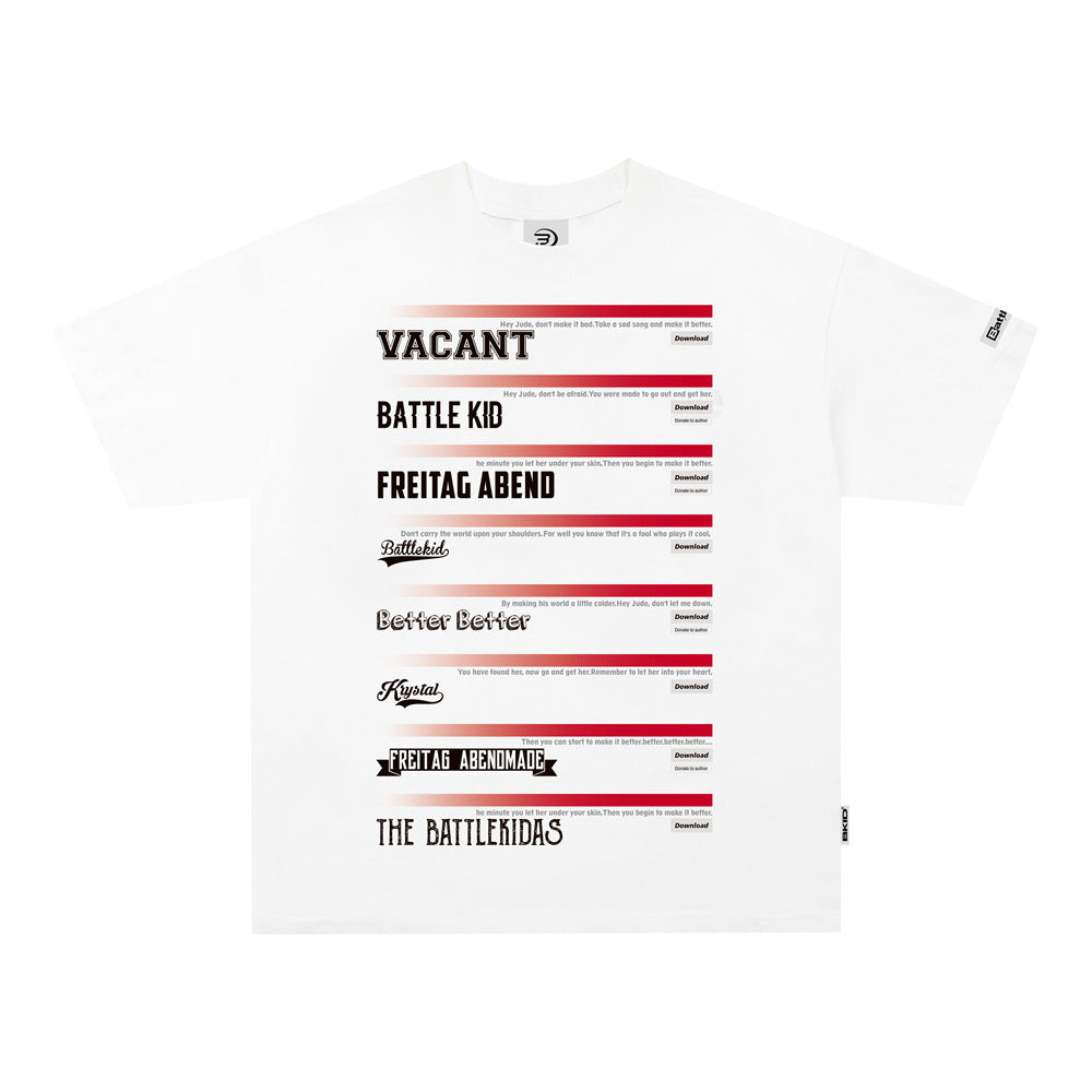 Large Area English Letter Print Short-sleeve