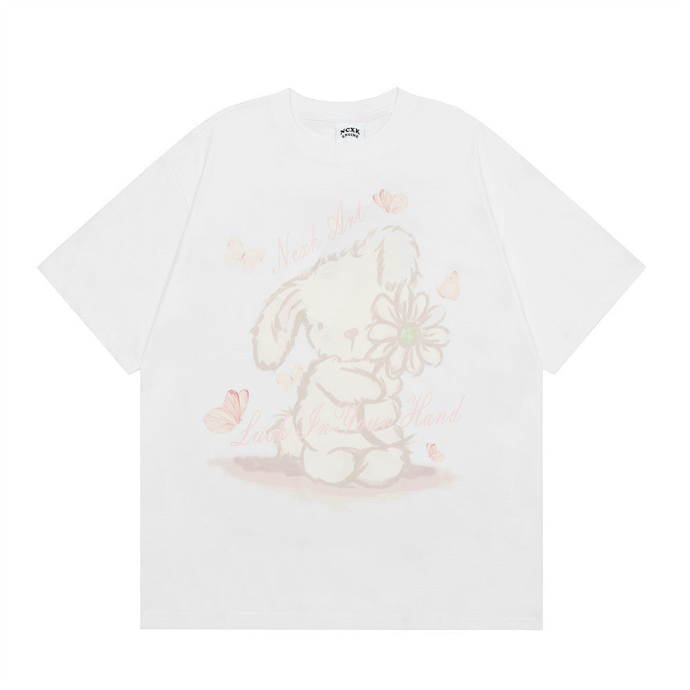 Cartoon Print Short Sleeve Casual Loose