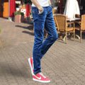 Pantaloni skinny slim fit per uomo Valstrend, tessuto elasticizzato, chiusura con bottone e zip, colore nero.
