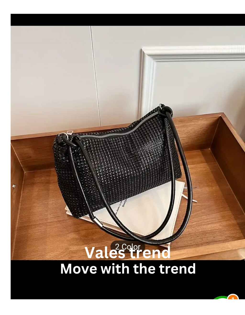 Borsa a tracolla femminile Valstrend con strass, design elegante rosa e giallo, perfetta per look alla moda.