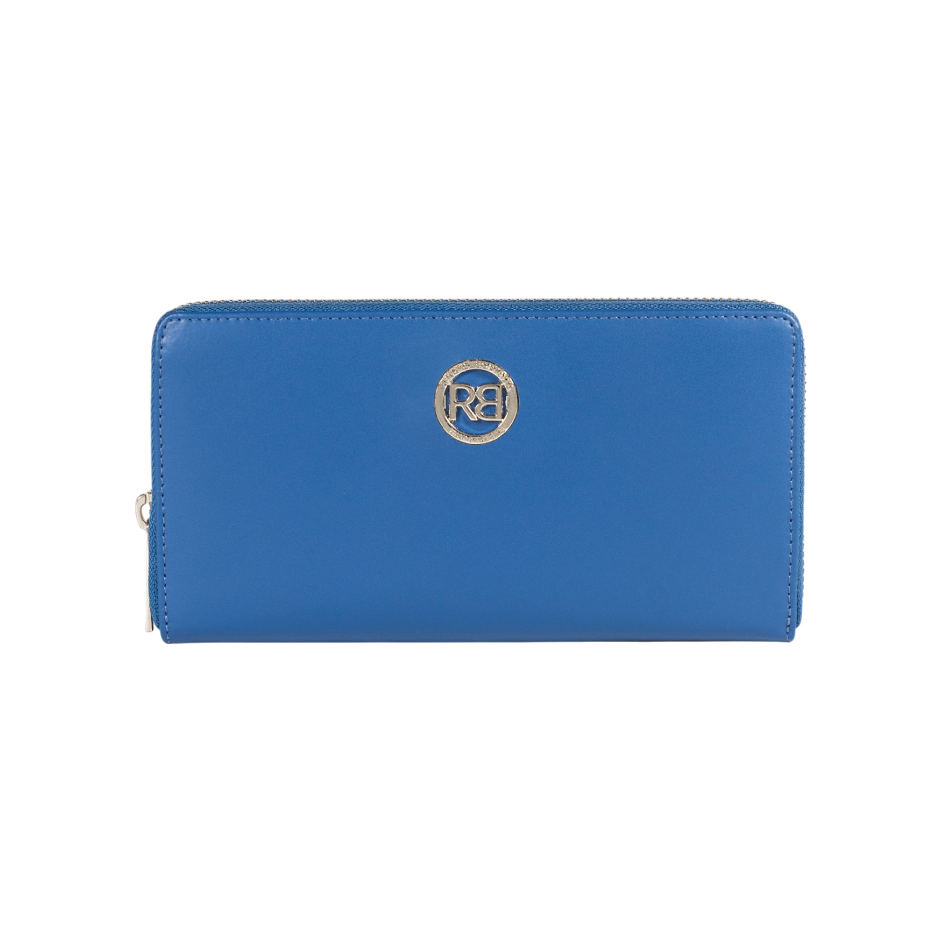 RB1084SCH | Women's zippered wallet made in Italy in smooth, matte genuine leather. Color: Royal Blue. Dimensions: 20 x 10 x 2.5 cm.
