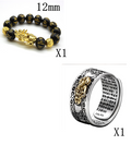 Bracciale in ossidiana naturale con dettagli in pelle dorata, adatto a uomini e donne, decorato con ricami eleganti.