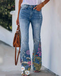 Jeans casual stampati a vita alta da donna taglia forte Valstrend shop, pantaloni comodi con stampa colorata.