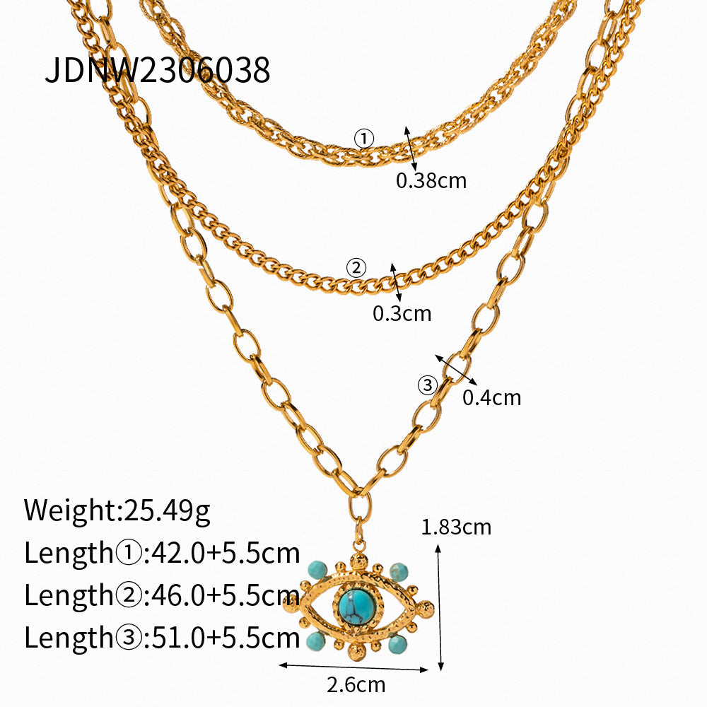 European Temperament Wild Twin Clavicle Chain Stainless Steel Plated 18K Gold Necklace