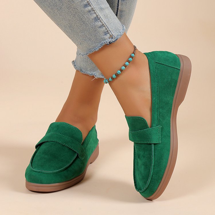 Ballerine casual e comode Valstrend con fondo morbido, in tessuto blu, ideali per un look rilassato e confortevole.
