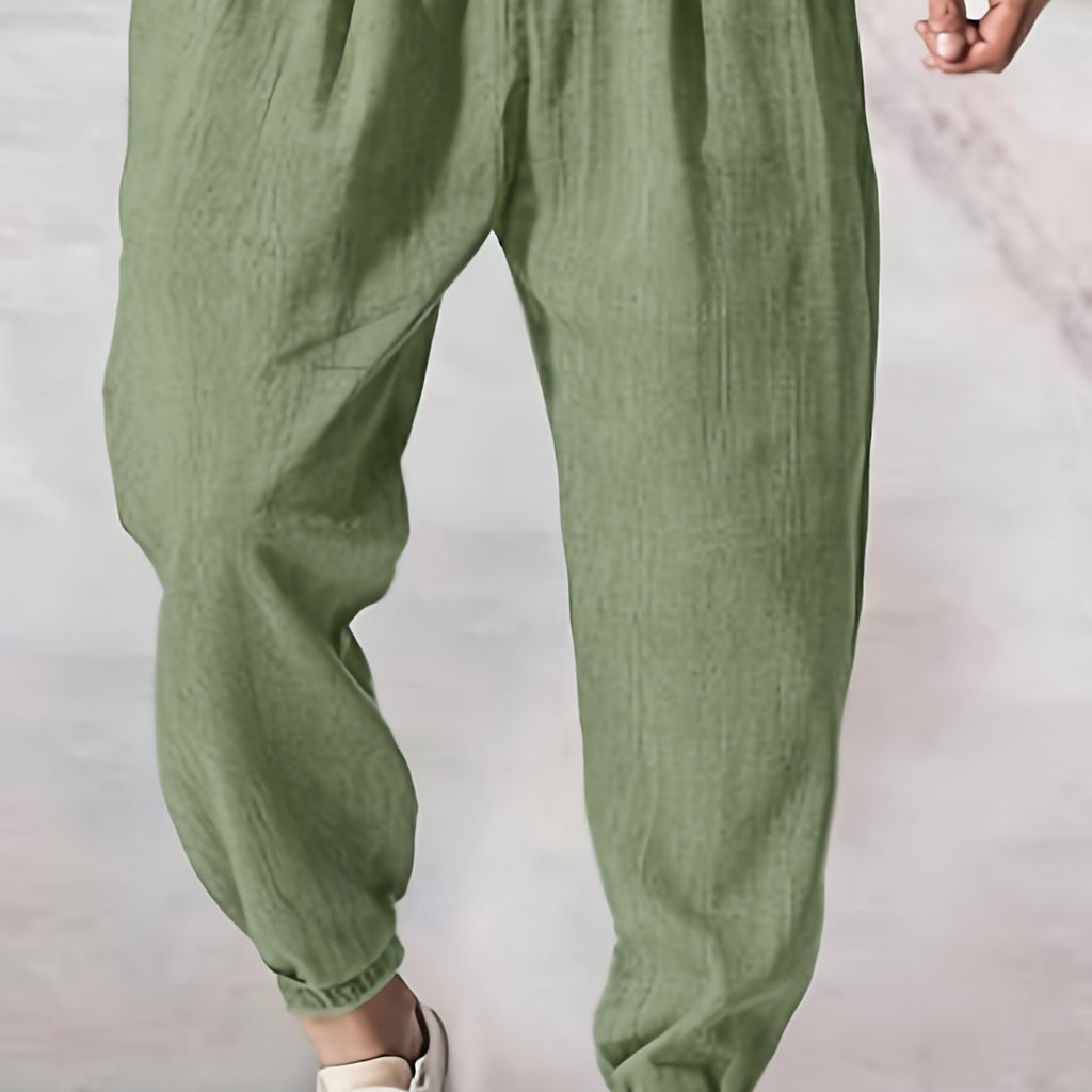 Joggers Valstrend in tessuto lavato e strappato, pantaloni casual a vita bassa con tasche e cintura con coulisse, stile quotidiano.