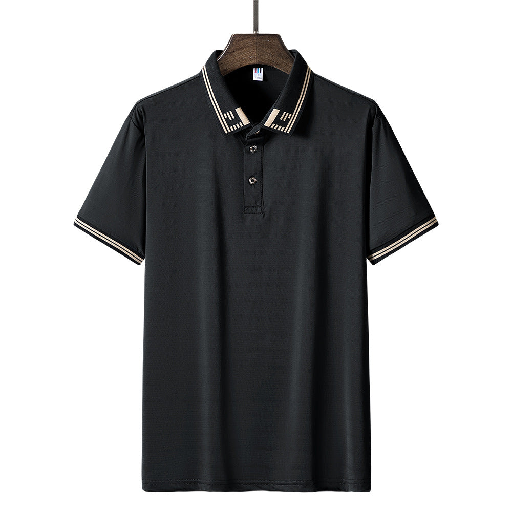 Maglietta uomo Valstrend in tessuto Ice Silk, a manica corta, traspirante, elasticizzata e adatta a stile casual e business.