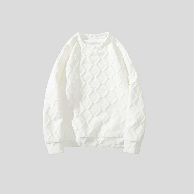 Maglione sportivo da uomo Valstrend, a collo rotondo, stile Hong Kong, color solid, vestibilità ampia e casual.