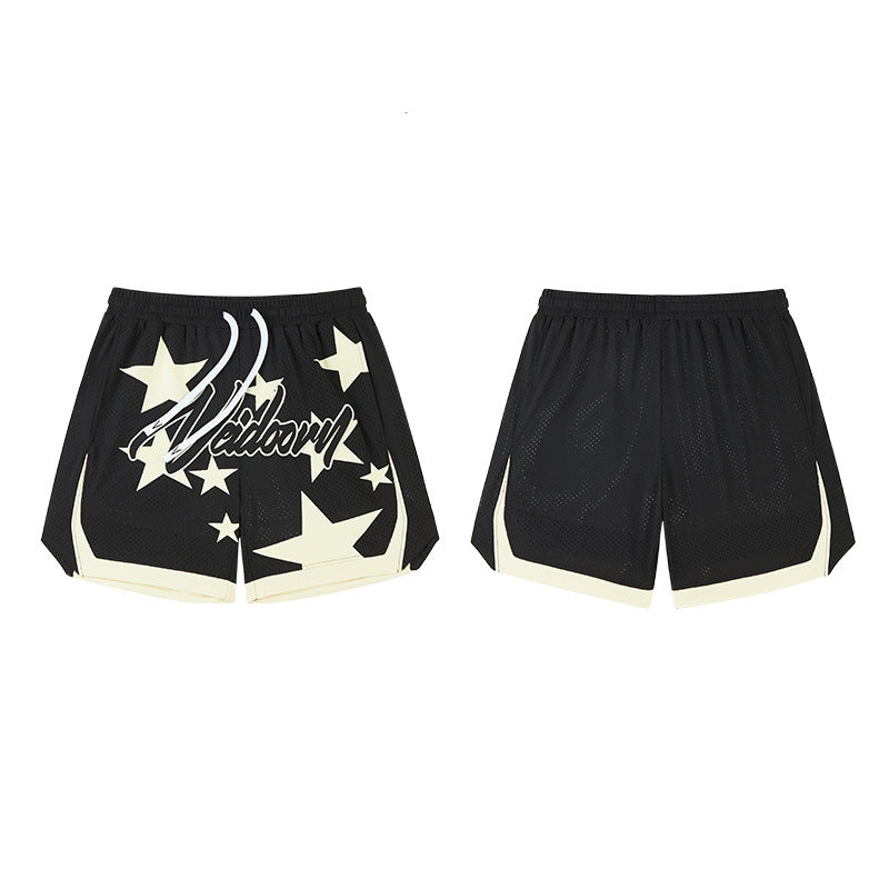 Pantaloncini da basket brillanti Valstrend, pantaloni estivi larghi per allenamento, stile americano, tessuto leggero e traspirante
