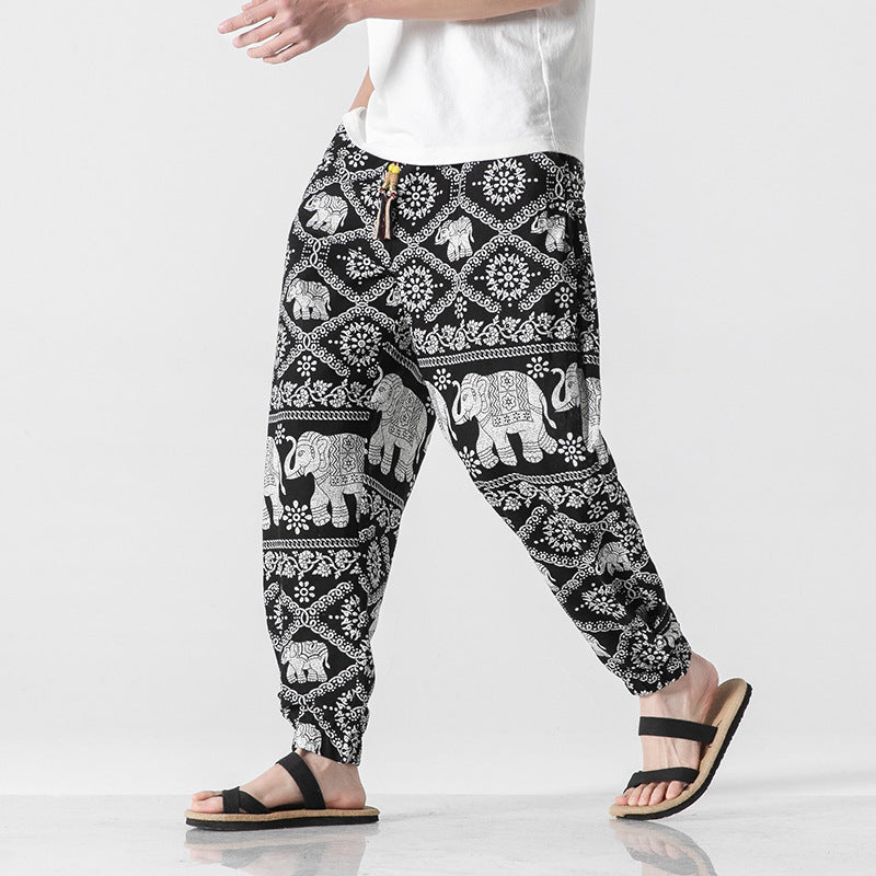 Pantaloni da spiaggia da uomo Valstrend shop, pantaloni casual retro con cintura, tessuto leggero e stile rilassato.