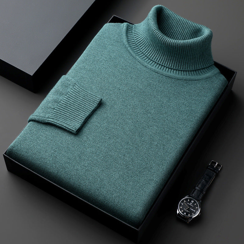 Maglione da uomo Valstrend shop a collo alto in tinta unita, spessa e morbida, stile casual e loose, visibile in primo piano.