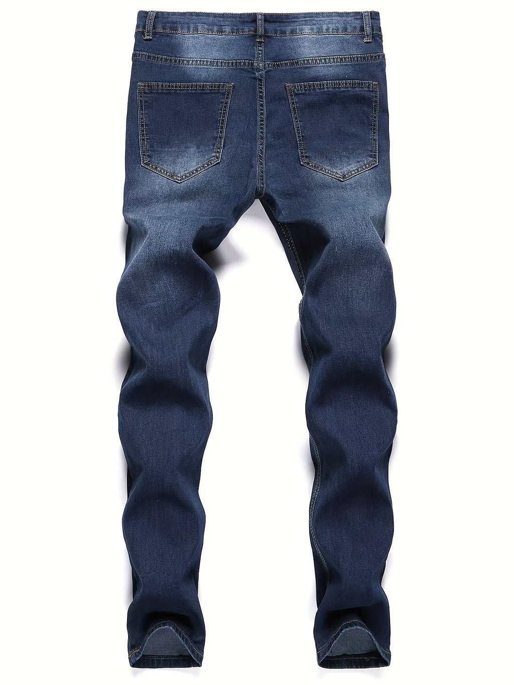 Men's Slim-Fit Stretch Denim Jeans with Distressed Ripped Detail - Versatile Blue, All-Season Wear