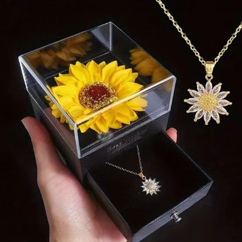 Collana con fiore di girasole artificiale Valstrend, decorazione floreale per regali di festa come Festa della Mamma e San Valentino