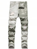Jeans dritti Valstrend shop in colore tie-dye con effetto gradiente, mostra dettagli del tessuto e stile casual.