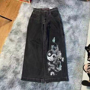 Summer New Hip Hop Style Printed Denim Loose Wide Leg Pants