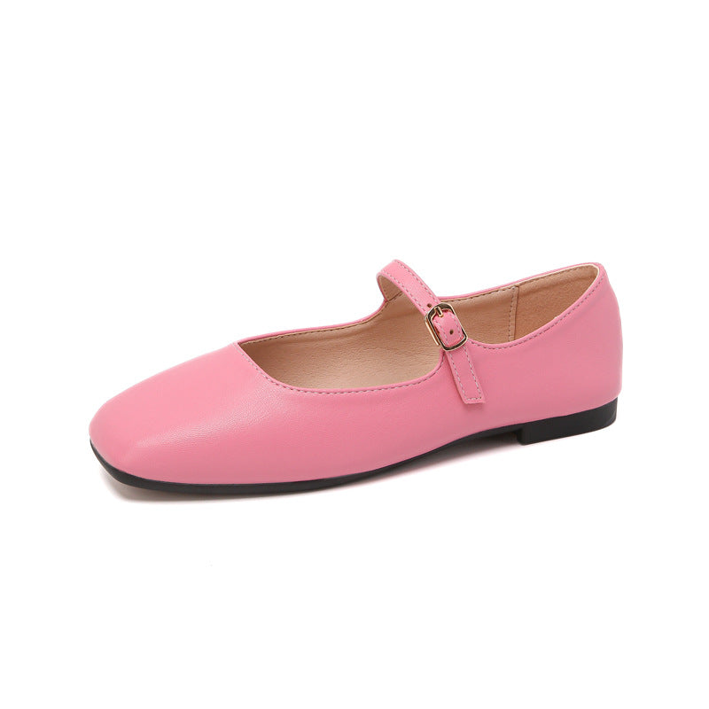 Scarpe décolleté stile francese da donna in flat con suola piatta, marca Valstrend Shop, vista frontale in nero.