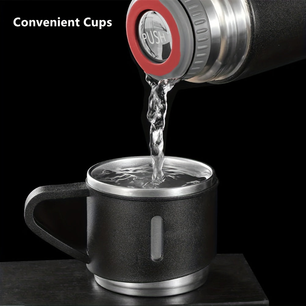Set di thermos in acciaio inossidabile Valstrend con 3 tazze ermetiche, doppio isolamento per caffè caldo o freddo, ideale per viaggi.