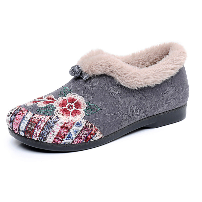 Scarpe femminili in cotone imbottito Valstrend con fodera in pelliccia, ideali per anziani e persone mature, calde e comode