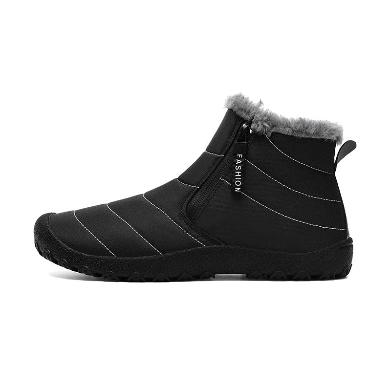 Outdoor Thickening Thermal Cotton Shoes Zipper Fleece-lined Winter Men's Shoes